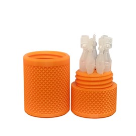 Eye Drop Vials Holder & Storage Case - Securely Store Seven (7) Single-Use Vials - Screw-On Lid, Knurled Pattern - Keep Vials Safe & Organized to Keep Track of Your Daily Usage (Orange)