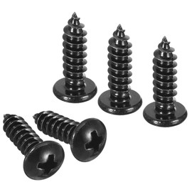 TOP-VIGOR 50Pcs Self Tapping Screws, M5 Phillips Pan Head Screw, 16mm Round Head Tapping Screws, Stainless Steel Machine Wood Fasteners Bolts for Wood, Drywall, plastic, Furniture, Repairing, Black