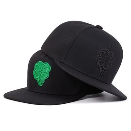 Unisex Four-leaf Clover Embroidered Hip Hop Hat Outdoor Sport Adjustable Sunscreen Leisure Hat Spring Autumn Travel Tourism Beach - Color: black