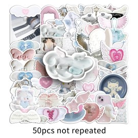 50PCS Wing Stickers for Computer,Luggage,Motorcycle,Water Bottle,Bumper,Bike,Laptop,Scrapbook,Suitcase,Cute Cool Wings of Angels Vinyl Sticker,Adults Girls Decal,Cartoon Aesthetic Graffiti Decals
