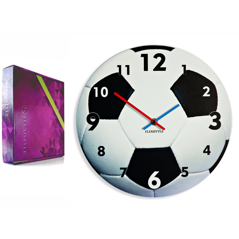 FLEXISTYLE Unique Wall Clock for Kids Football Silent Non Ticking