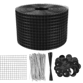 QWORK 6in X 100ft Solar Panel Bird Guard - Heavy-Duty Galvanized Steel with PVC Coating - Includes 70 Stainless Steel Fastener Clips for Easy Installation - 1/2 Inch Mesh for Maximum Protection