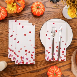 Valentines Day Tablecloth, Valentines Day Decorations for Home Sweet Heart Valentines Decor Happy Valentines Day Table Cover Seasonal Scallop Edge Table Cloth Table Decorations (18'' Napkins Set of 4)