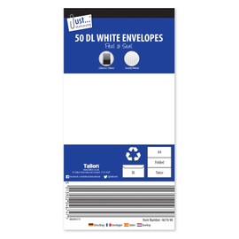 Tallon Just Stationery DL Peel & Seal Envelopes - White (Pack of 50), 4674