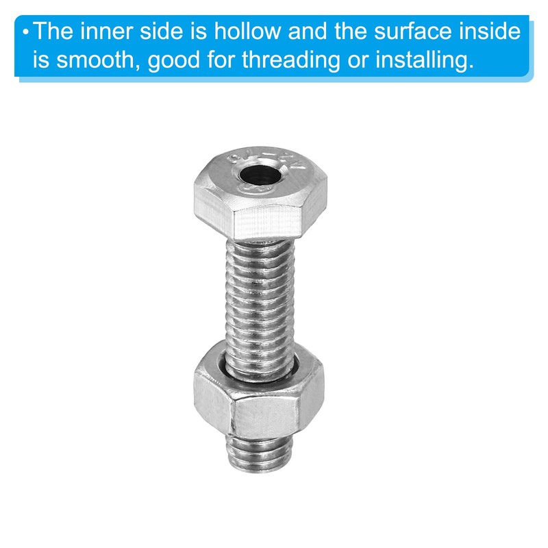 PATIKIL 3 Sets M6 x 25 mm Hollow Outside Hexagonal