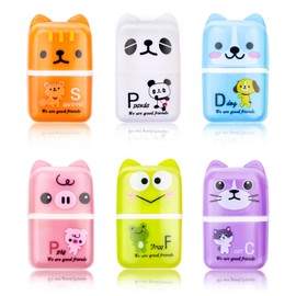 Cute Cartoon Eraser,6 Pcs Cartoon Animal Pencil Erasers Rubber Kids Erasers with Shaving Roller Case for Kid Party Favors School Office Supply Stationery