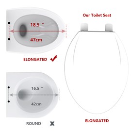 GarveeTech Enlongated Toilet Seat, Slow Close Toilet Cover Seat for Easy Clean and Stain-Resistant, Plastic Toilet Seat With Cover, Quick-Release Hinges and Quick-Attach Hardware,White