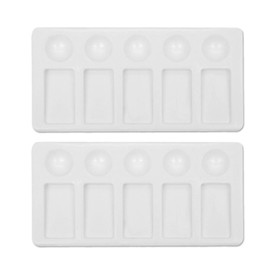 Bojueshaw 2pcs Paint Palettes,Flat Gouache Wet Palette,10 Well Plastic Mixing Trays for Watercolor,Acrylic & Oil Painting (19x11.5cm)