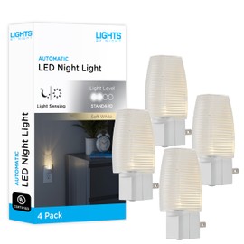 Lights by Night LED Night Light, Plug-in, Dusk to Dawn Sensor, Warm White, UL-Certified, Energy Efficient, Ideal Nightlight for Bedroom, Bathroom, Nursery, Hallway, Kitchen, 31924