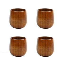 HomeImpel 4 Pack Wooden Coffee Cups Tea Cups, 4oz, 120ml, Drinking Wood Mugs for Beer/Coffee/Milk/Water