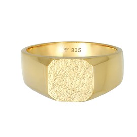 Kuzzoi 0603652321 Men's Signet Ring Square Matt in 925 Sterling Silver Gold-Plated Classic Men's Silver Ring Solid 11 mm Wide Golden Ring for Men in Ring Size 60 - 66, Sterling Silver