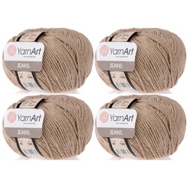 4 Skeins YarnArt Jeans 55% Cotton 45% Acrylic Yarn Blend Thread Crochet Hand Knitting Art Lot of 4skn 200 gr 696 yds (48-Beige)