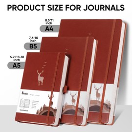 Wiisdatek Lined Notebook Journal Softcover, 312 Numbered Pages Large B5 Thick Leather Journal Notebook,100gsm Thick Lined Paper,for Men and Women, 7.6'' X 10''-Brown