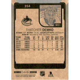 2021-22 O-Pee-Chee Hockey #354 Thatcher Demko Hockey Card Vancouver