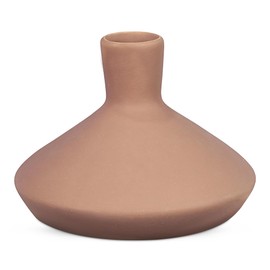 Young's Inc Terracotta Stoneware Wide Bottom Vase - Modern Rustic Decorative Orange Table Centerpiece,Sculptural Accent for Home Decor, 3.6 inch Tall