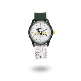Cue & Cue Smile Solar Peanuts Collection Forest Golf Women's Watch, Green x Yellow, M, green/yellow