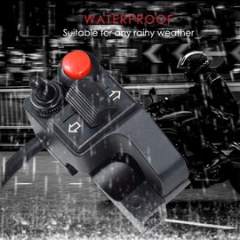 Feiteplus Aluminum Alloy Left Motorcycle 7/8" Handlebar Mount Switch Horn Beam Winker Turn Signal Blinker Push Button Motorbike Switches, 20AWG Thicken Wire