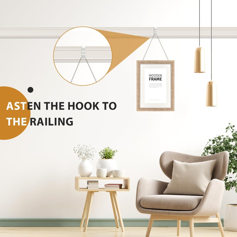 Dunzy 10 Pcs Picture Rail Hanging System Kit Picture Rail