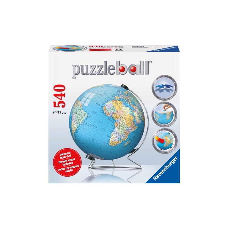 Ravensburger 12426 Puzzleball Globe Earth with Swivel Base (540 Pieces)