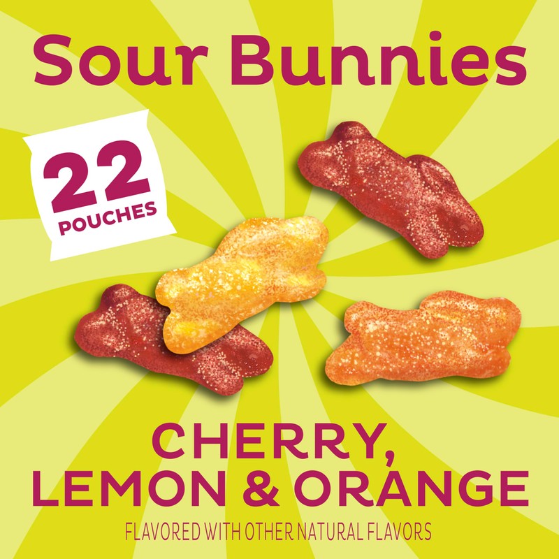 Annie's Sour Bunnies Fruit Flavored Snacks, Cherry, Lemon, and Orange