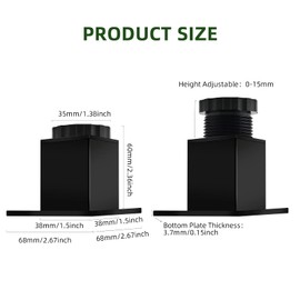TamBee Furniture Cabinet Legs Adjustable Furniture Legs Square Metal Cabinet Table Legs Kitchen Feet Black, Pack of 4 (2.36in, Black)