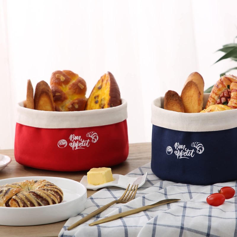 Bread Basket Fabric Set of 2 Bread Baskets, Cotton, in