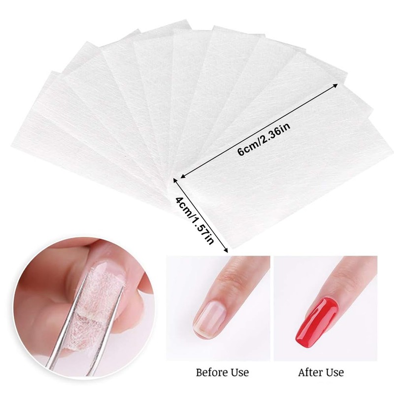 QEDBOJE 140 Pieces Nail Extension Silk Fibreglass Gel Kit False