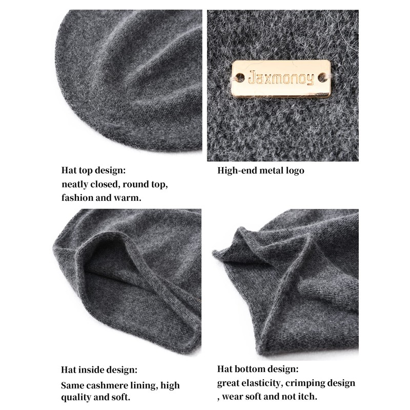 jaxmonoy Cashmere Slouchy Knit Beanie Hat for Women Winter Soft
