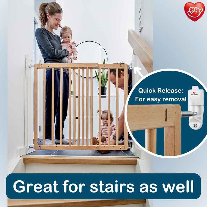 BabyDan MultiDan, 23.9"-40.", Extendable Stair Gate/Baby Gate/Safety Gate, Wood, Made