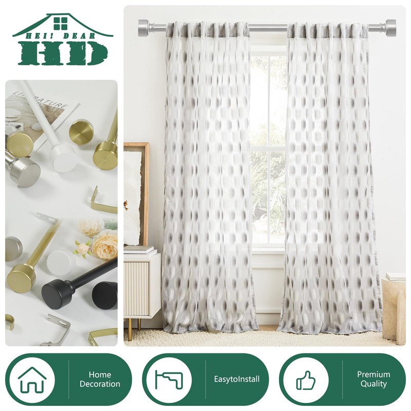 HEI! DEAR Brushed Nickel Curtain Rods for Windows 72 to