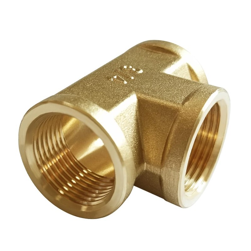 Joywayus Brass Tee Pipe Fitting Barstock 3 Way 3/4" NPT