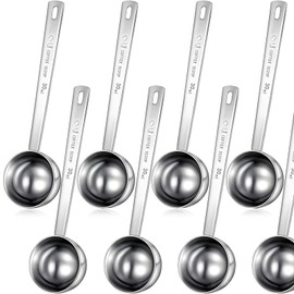 Geiserailie 8 Pieces 2 Tablespoon Scoops with Long Handle, 30 ml Stainless Steel Measuring Spoon for Coffee Milk Fruit Powder, Loose Tea Dry, Spice Jar, Cooking Baking, and Other Dry Goods