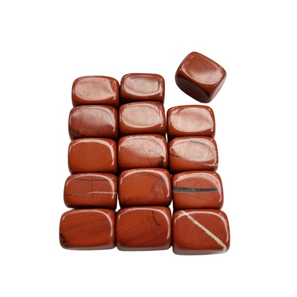 Manekieko 15Pcs Red Jasper 0.7" Rule Block Tumbled Polished Reiki