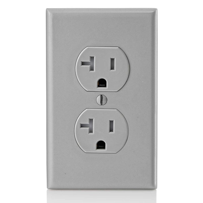 Leviton 20 Amp Tamper-Resistant Duplex Outlet, T5820-GY, Gray