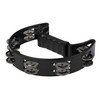 Fame FHT-B Hand Tambourine, Black, Double Row Steel Clamps, Clear