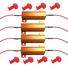 RBOKO 4Pcs Load Resistors 50W 6ohm, Fix LED Bulb Fast Hyper Flash, Turn Signal Blink Error Code, Resistor Flasher Adaptor Flash Fix Error for LED Turn Signal Lights