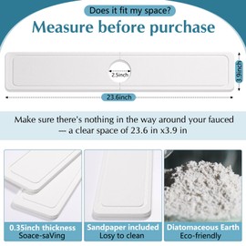 Glooglitter Fast Drying Stone Faucet Mat for Kitchen Sink 23.6'' Long Diatomite Sink Drying Sink Water Splash Guard Diatomite Tray Faucet Absorbent Mat for Bathroom Counter(Classic Style)