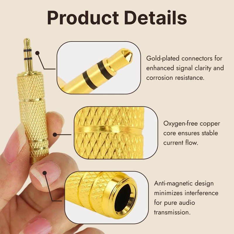 6 Pack 6.35mm Male to 3.5mm Female Headphone Jack Adapter,