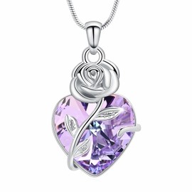 zeqingjw Crystal Heart Cremation Jewelry Flower Urn Necklace for Ashes for Women Memorial Ash Pendant Keepsake Jewelry