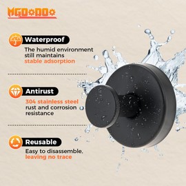 Mgoodoo 4 Pcs Suction Cup Hooks for Shower,304 Stainless Steel No-Drill Hooks for Bathroom,Removable Towel Hooks are Suitable for Bathroom Walls, Kitchens, Glass, Mirrors,Ceramic Tiles(Matte Black)