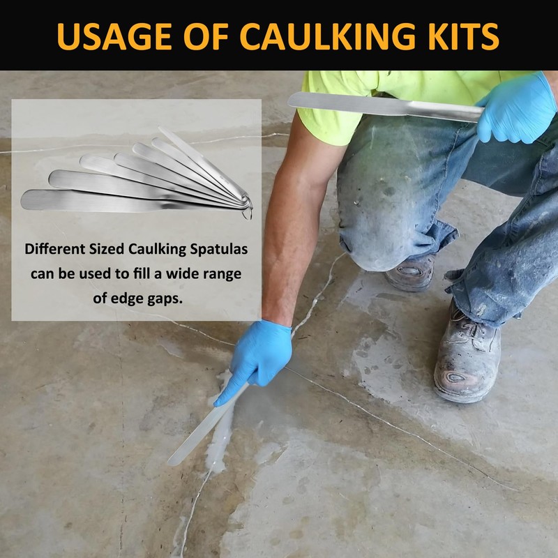 958-G01 Caulking Spatula Set, Multi-Purpose Caulking Tooling 7-Piece, Stainless Steel