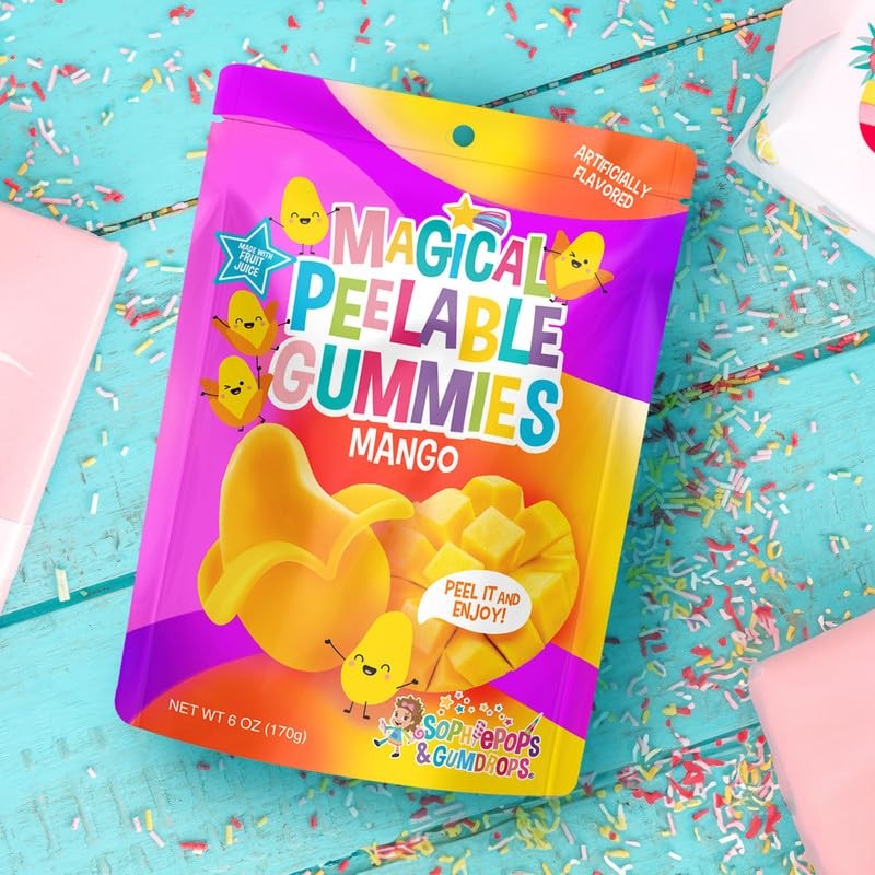 Sophiepops & Gumdrops Magical Peelable Mango Gummies, Gummy Fruit Snack,