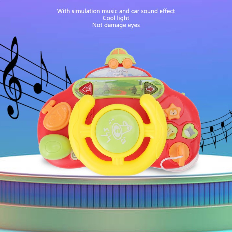 Simulation Steering Wheel Toy Free Rotation Music Sound Educational Driving