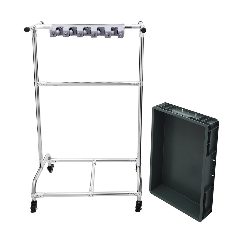 Cbhfmljd Broom and Mop Holder, Movable Floor-Mounted Mop Rack Broom