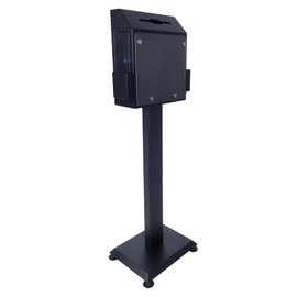 Suggestion Box with Stand, Heavy Duty Metal Locking Donation Ballot Collection Box for Church, Election, Charity Events – Floor Standing, Black