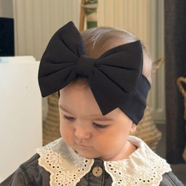 BABYGIZ Baby Girl Headbands-Infant Toddler Cotton Handmade Hairbands with Big Bows Child Hair Accessories (Black, 3-36 Month)
