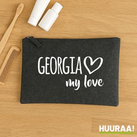 Huuraa Georgia My Love Wash Bag 1 Litre Charcoal Felt Georgia Gift Idea