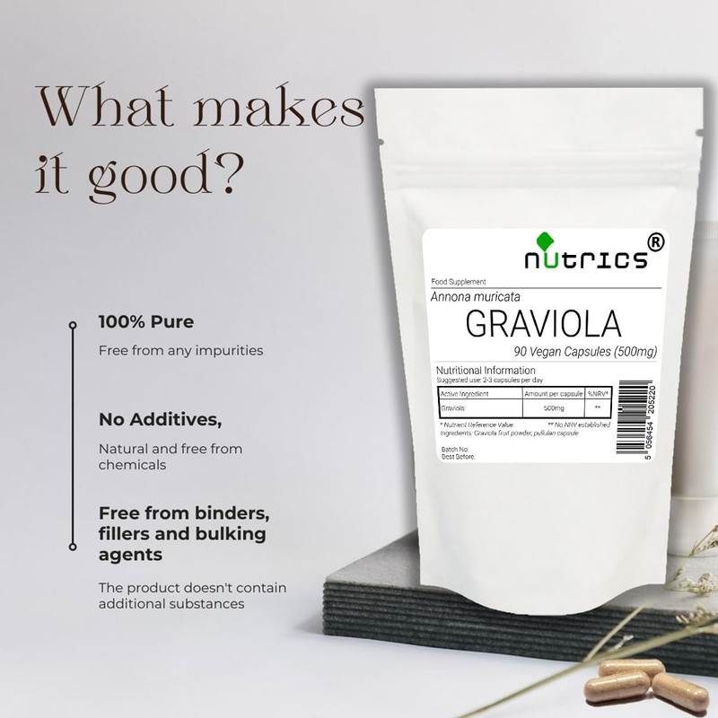 Nutrics® GRAVIOLA Fruit 500mg 90 V Capsules (1 Month Supply)