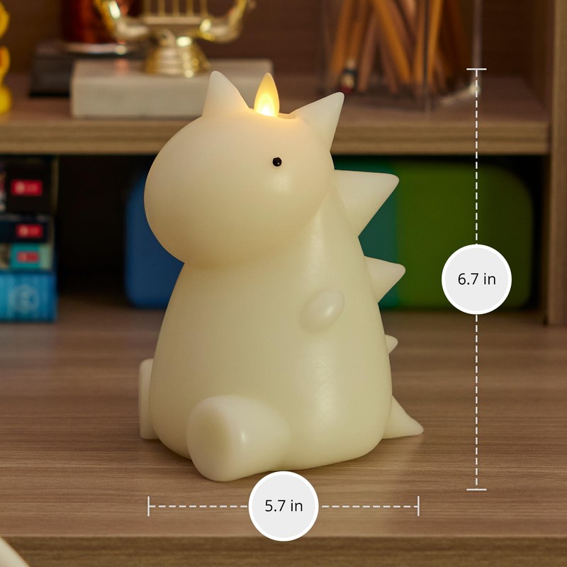 Luminara Flameless Dinosaur Figural Color Changing LED Candle, 5.7" x