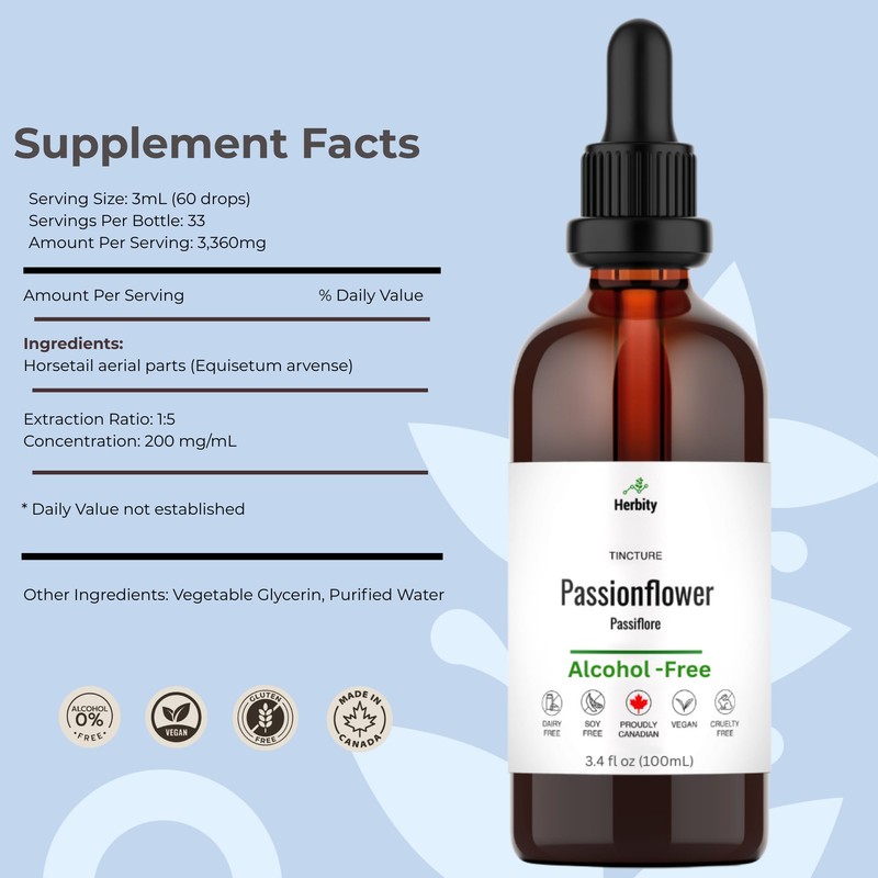 Herbity Horsetail Tincture – Alcohol-Free Herbal Extract for Hair, Skin,